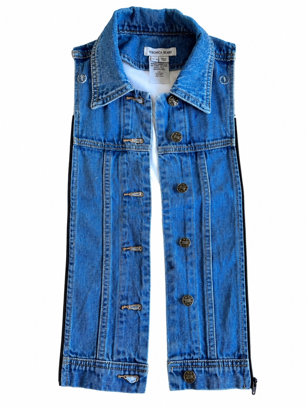 Veronica Beard Slate Denim Dickey Denim Blue Collared Zip-In Layer